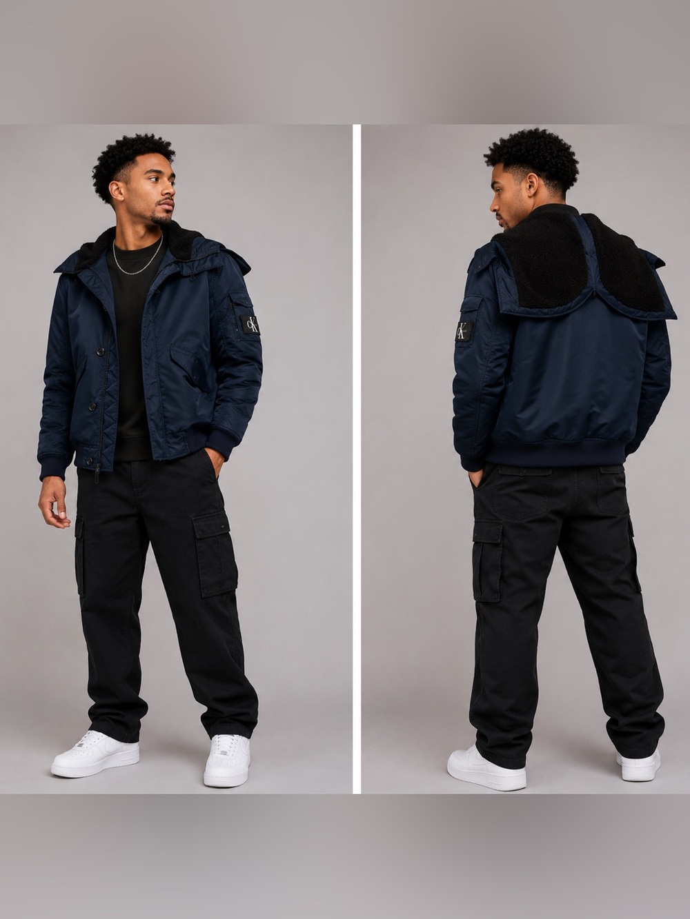 NEW Men's Calvin Klein Puffer Jacket with Zip Up Hood - L